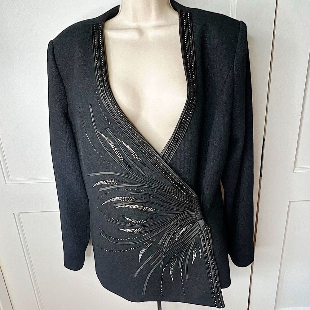 Serafina Vintage Rhinestone Wrap Blazer Jacket Size 14 Plus Size